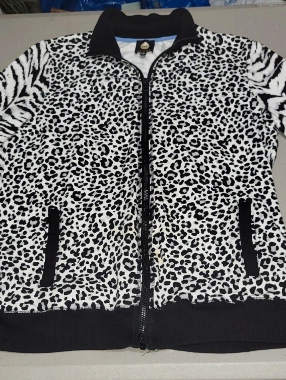 Jones New York Sport JNY Animal Print Zip Jacket Leopard & Zebra size large